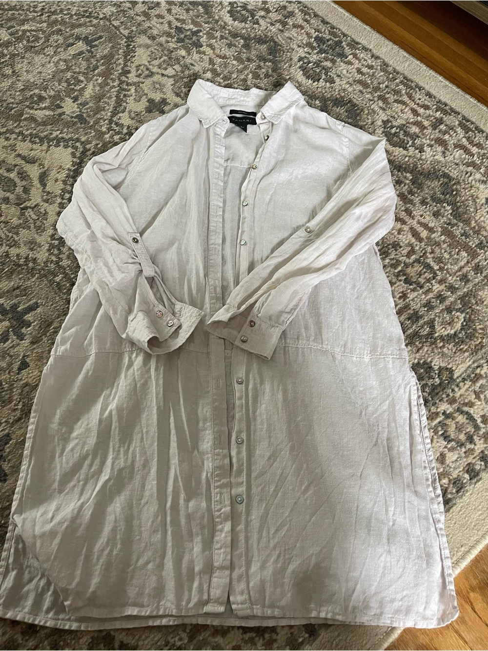 Tahari Long Sleeve Linen. Shirt Dress . Medium